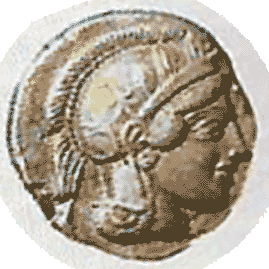 Athenian coin with the head of Pallas Athene